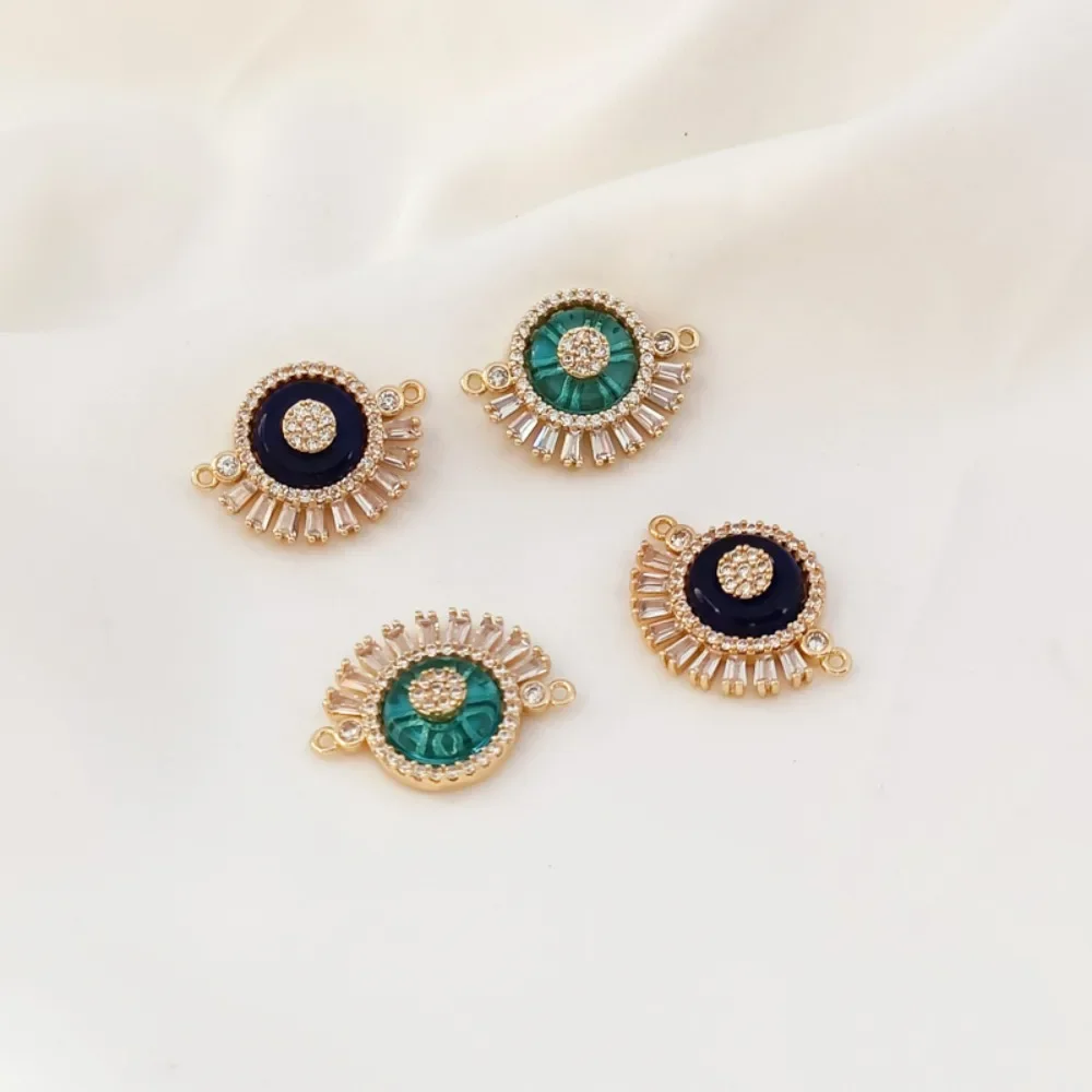 DIY Handcrafted Accessory 14K Gold-encrued Trapeze Zircon Glass Devil's Eye Double Chain Pendant
DIY Handcrafted Accessory 14K Gold-encrued Trapeze Zircon Glass Devil's Eye Double Chain Pendant