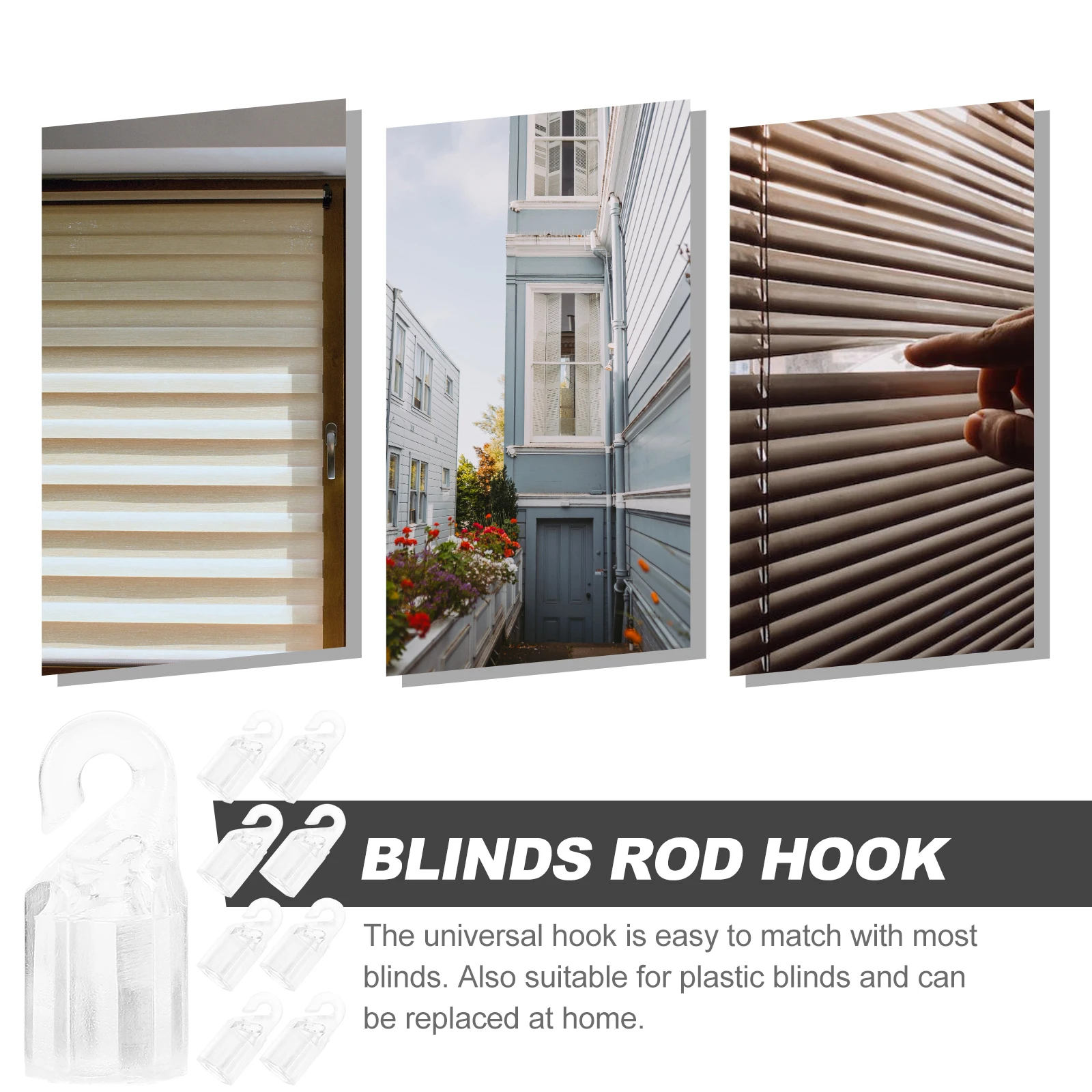 10Pcs Clear Blind Wand Hooks Curtain Accessories Easy Install No Tools Required Universal Fit Plastic Pom Material
10Pcs Clear Blind Wand Hooks Curtain Accessories Easy Install No Tools Required Universal Fit Plastic Pom Material