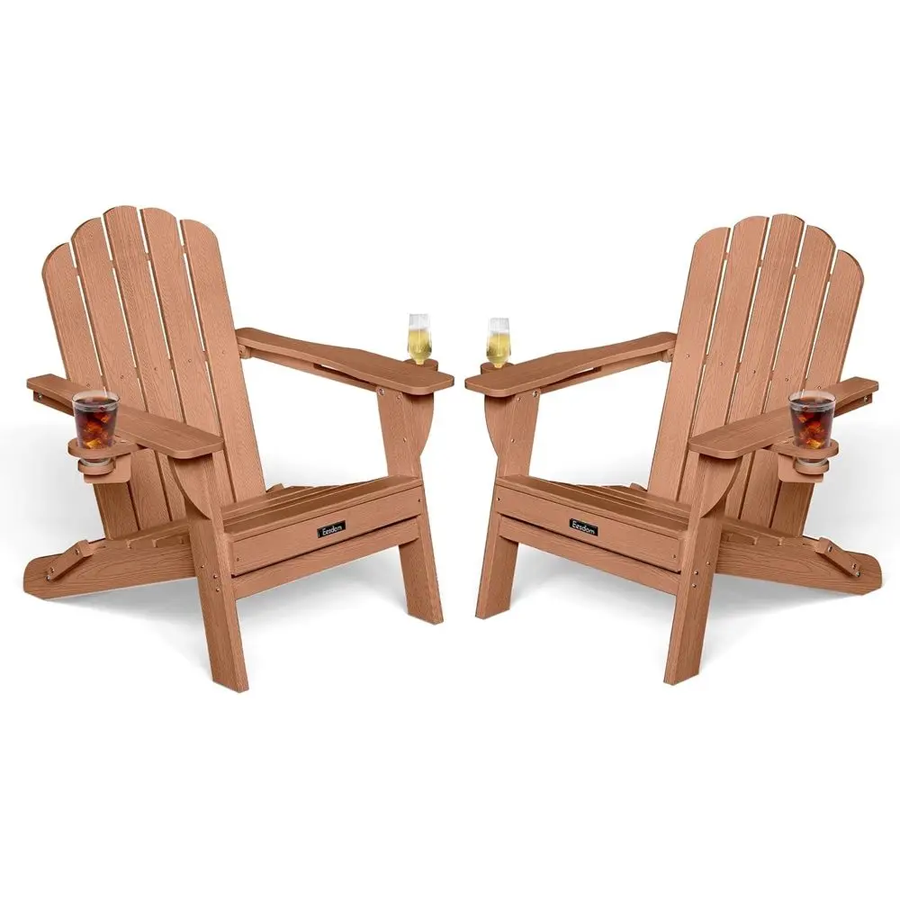 2-Piece Set: 5-Slatted Weather-Resistant Outdoor Adirondack Chairs, Suitable for Lawn, Patio, Garden, Poolside in Teak Texture
2-Piece Set: 5-Slatted Weather-Resistant Outdoor Adirondack Chairs, Suitable for Lawn, Patio, Garden, Poolside in Teak Texture