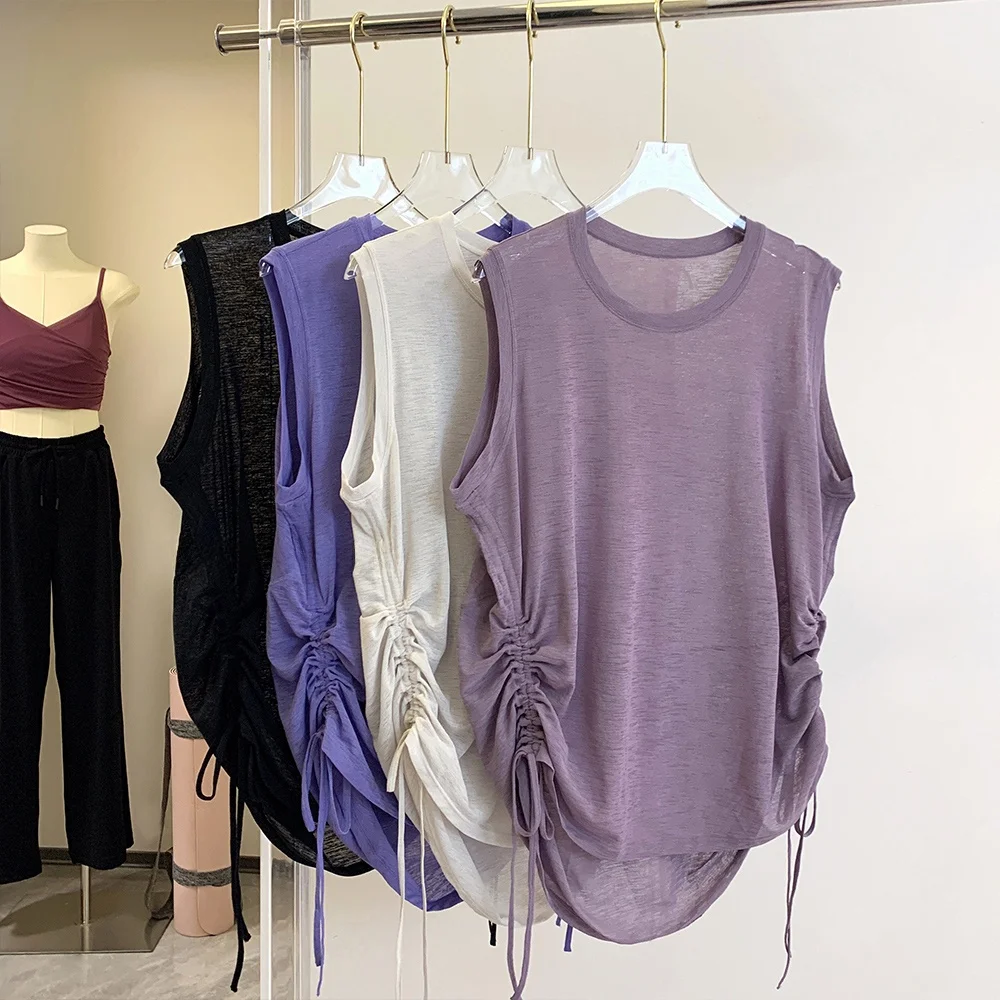 Новая дышащая спортивная майка из бамбукового волокна с круглым вырезом, свободного кроя, с утягивающим шнурком по низу, для йоги, из полиэфирного волокна
Новая дышащая спортивная майка из бамбукового волокна с круглым вырезом, свободного кроя, с утягивающим шнурком по низу, для йоги, из полиэфирного волокна