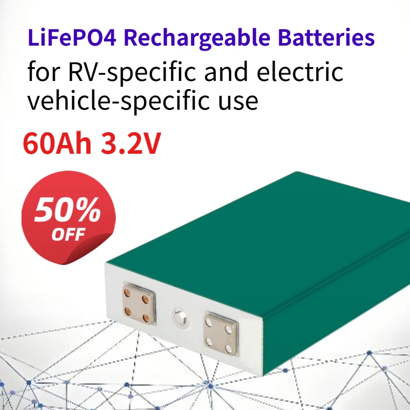60Ah 3.2V LiFePO4 Rechargeable Batteries for RVs Lithium Iron Phosphate Batteries for Electric Vehicles
60Ah 3.2V LiFePO4 Rechargeable Batteries for RVs Lithium Iron Phosphate Batteries for Electric Vehicles