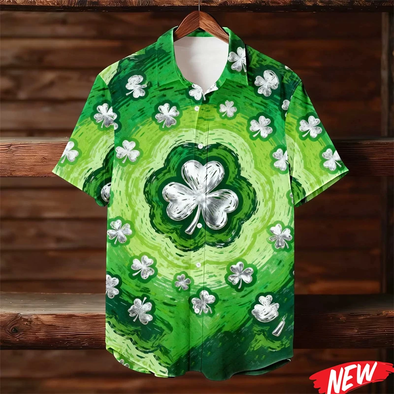 St. Patrick's Day Hawaiian Shirt For Men Button Down Shirt Green Shamrock Lucky Graphic Short Sleeve Tees Holiday Street Shirts
St. Patrick's Day Hawaiian Shirt For Men Button Down Shirt Green Shamrock Lucky Graphic Short Sleeve Tees Holiday Street Shirts