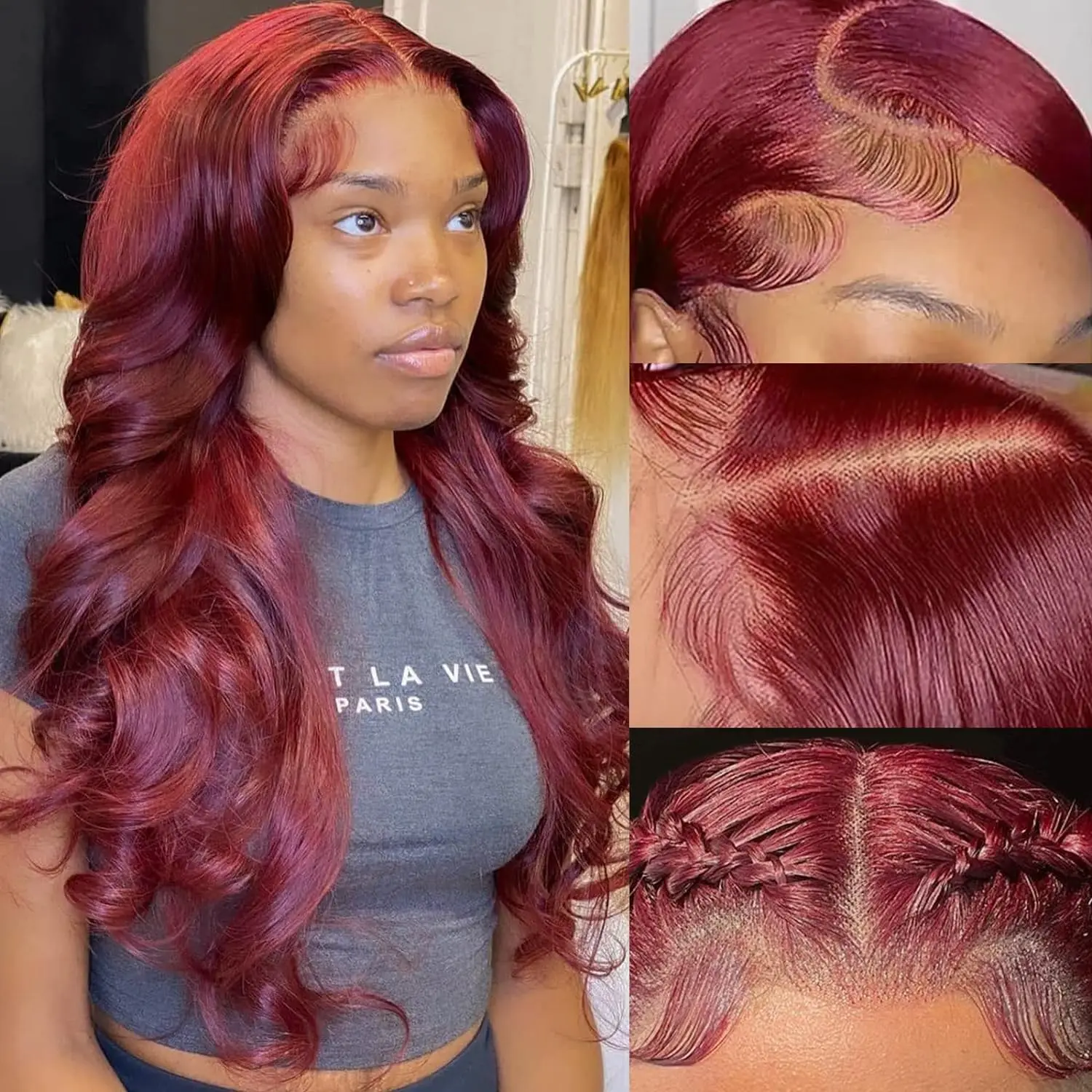 99J Burgundy Lace Front Wig Human Hair 13X4 Body Wave Lace Front Human Hair Wigs for Women Burgundy HD Transparent Frontal Wig
99J Burgundy Lace Front Wig Human Hair 13X4 Body Wave Lace Front Human Hair Wigs for Women Burgundy HD Transparent Frontal Wig