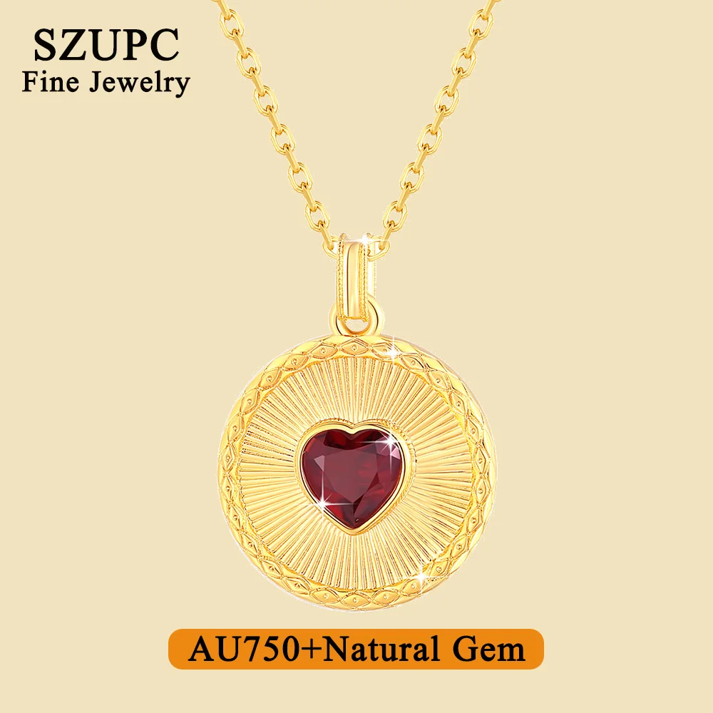 Luxury Jewelry Heart Natural Garnet Pendant 18K Genuine Gold AU750 Woman Round Pendant Engagement Birthday Gift
Luxury Jewelry Heart Natural Garnet Pendant 18K Genuine Gold AU750 Woman Round Pendant Engagement Birthday Gift