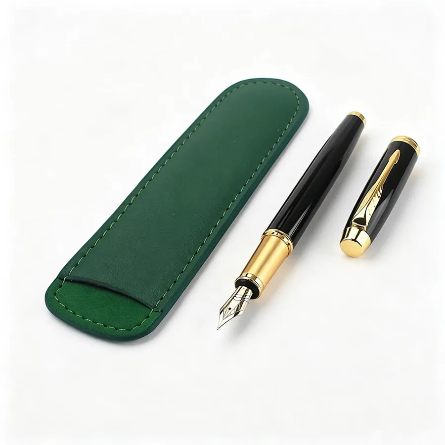 Luxury Black Gloss Metal Fountain Pen Gold Trim Feather Clip Fine Nib Refillable Ink Pen
Luxury Black Gloss Metal Fountain Pen Gold Trim Feather Clip Fine Nib Refillable Ink Pen