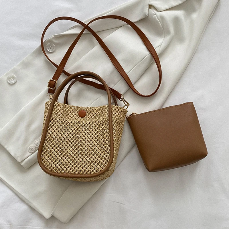 New 1 Set Straw Mini Handbag for Women Shoulder Bags Girls Small Rattan Woven Summer Beach Messenger Luxury Designer Bag Purse
New 1 Set Straw Mini Handbag for Women Shoulder Bags Girls Small Rattan Woven Summer Beach Messenger Luxury Designer Bag Purse