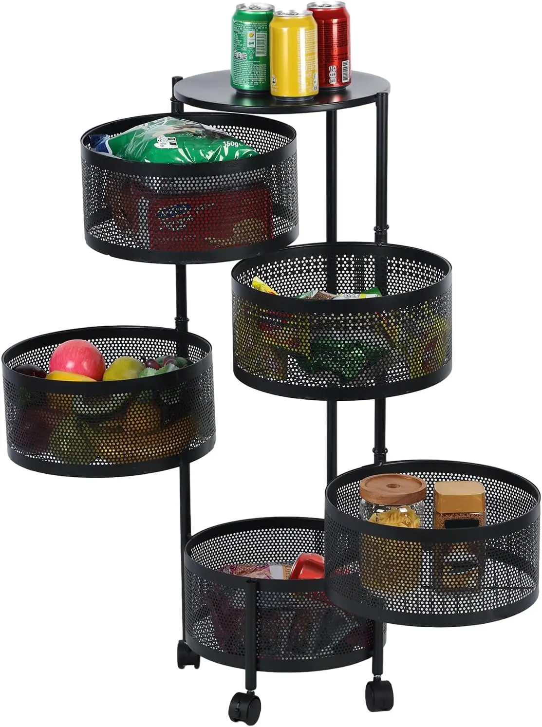 Circular Rotating Basket,Fruit And Vegetable Storage,Rotating Storage Rack,5 Tier Basket With 360 Degree Wheels Fruit Metal
Circular Rotating Basket,Fruit And Vegetable Storage,Rotating Storage Rack,5 Tier Basket With 360 Degree Wheels Fruit Metal