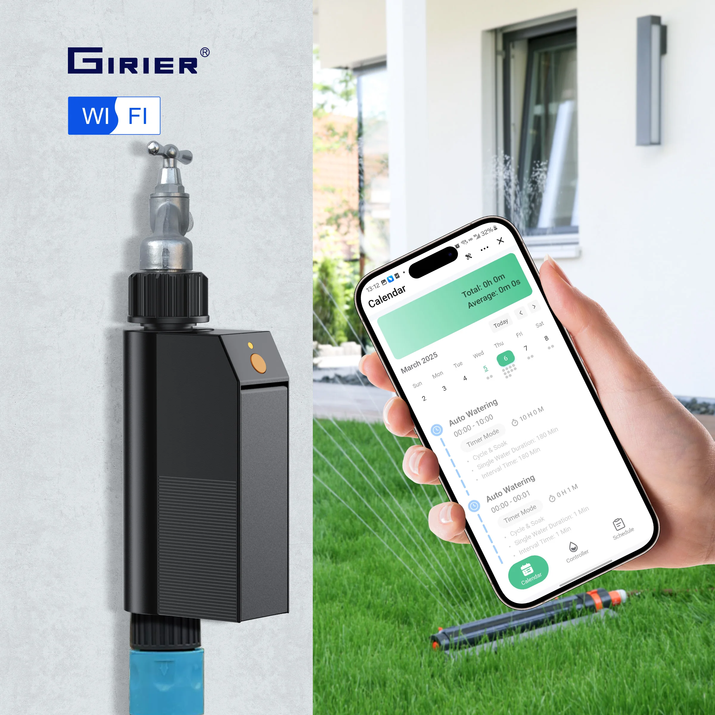 Tuya APP Control Outdoor Lawn Garden Water-proof WiFi Smart Irrigation Equipment Automatic Watering Timer
Tuya APP Control Outdoor Lawn Garden Water-proof WiFi Smart Irrigation Equipment Automatic Watering Timer