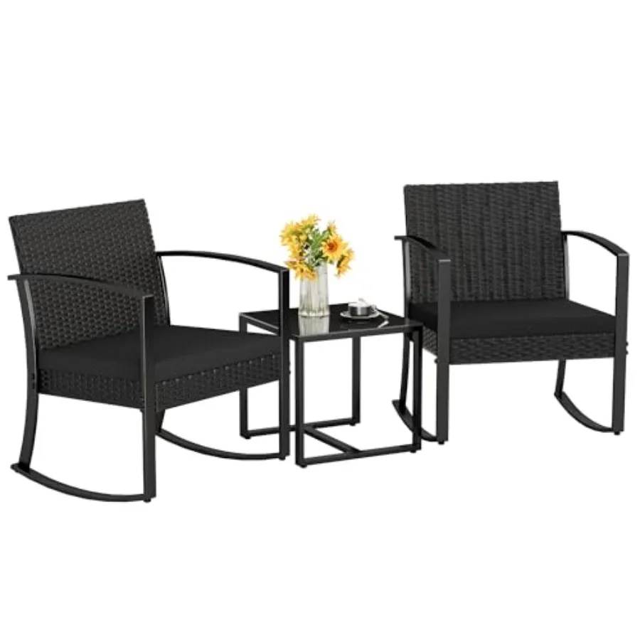 Patio Furniture Set 3 Piece Resin Outdoor Bistro Set Rocking Chairs with Cushions and Table for Porch, Poolside, Balcony, Yard
Patio Furniture Set 3 Piece Resin Outdoor Bistro Set Rocking Chairs with Cushions and Table for Porch, Poolside, Balcony, Yard