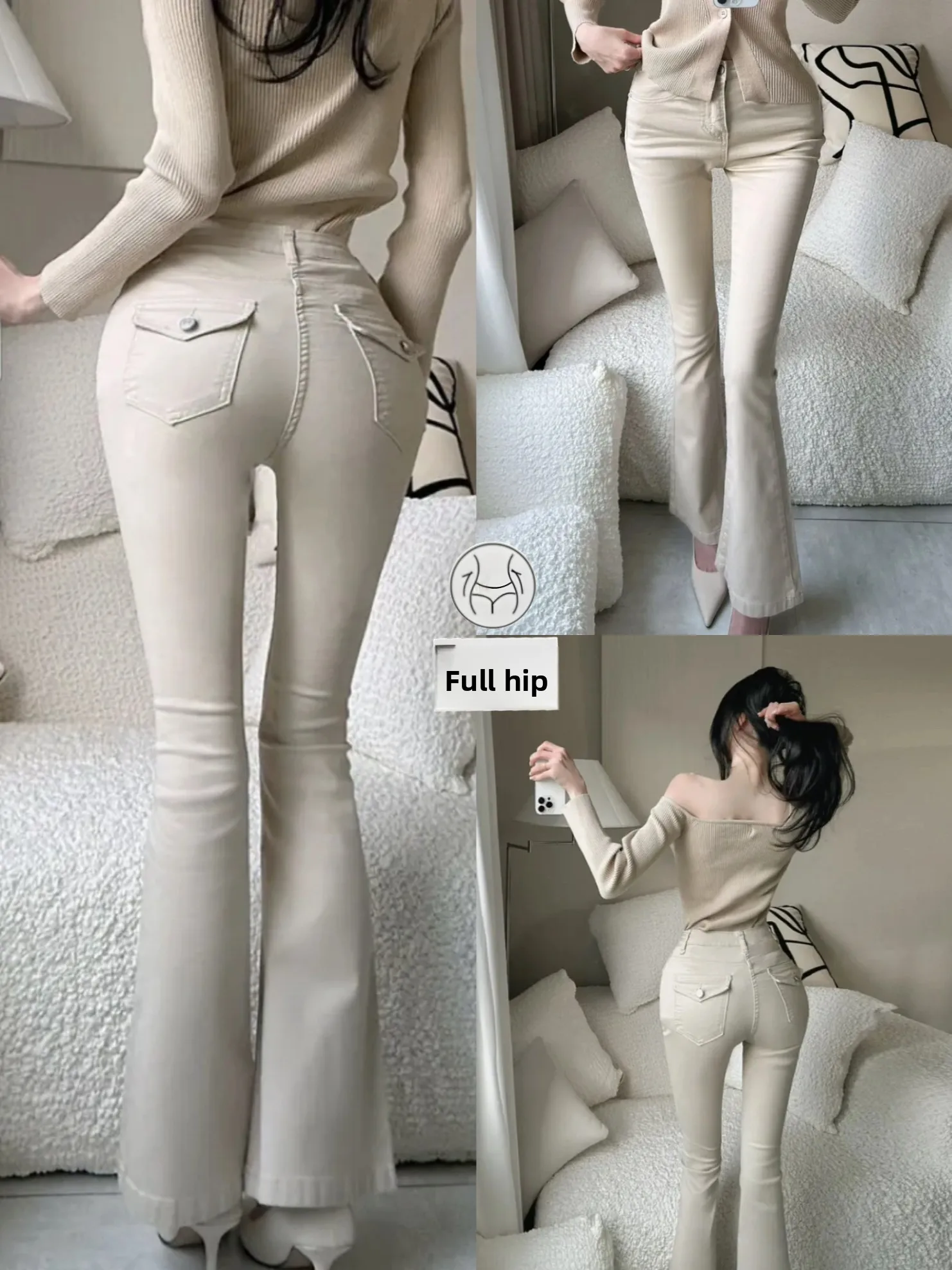 High Waist Cotton Stretch Denim Butt Enhancing Pants Women's Slim Fit Jeans with Hip Pad Tea Milk Series Spring Fashion
High Waist Cotton Stretch Denim Butt Enhancing Pants Women's Slim Fit Jeans with Hip Pad Tea Milk Series Spring Fashion