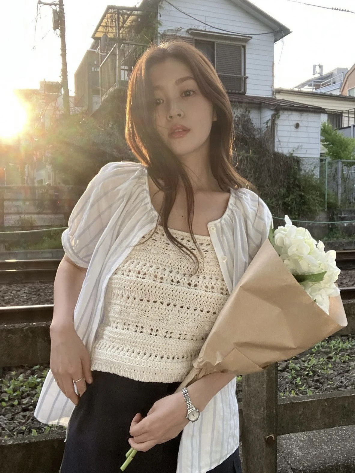 Casual Striped round Neck Short Sleeve Single Button Candy Miss Howus Shirt Top Women's Summer Fashion Loose Fit UV Protection
Casual Striped round Neck Short Sleeve Single Button Candy Miss Howus Shirt Top Women's Summer Fashion Loose Fit UV Protection