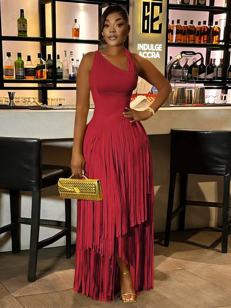 Tassel Dresses Party Skew Collar Sleeveless High Waist Women Fringe Dress Evening Birthday Gowns Sexy Club New African Robe
Tassel Dresses Party Skew Collar Sleeveless High Waist Women Fringe Dress Evening Birthday Gowns Sexy Club New African Robe