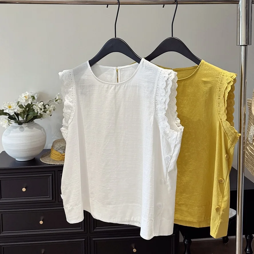 Casual Loose Thin Short Sleeve Linen Shirt Women's Summer New Style Fashionable Fly Sleeve round Neck Top T-shirt
Casual Loose Thin Short Sleeve Linen Shirt Women's Summer New Style Fashionable Fly Sleeve round Neck Top T-shirt