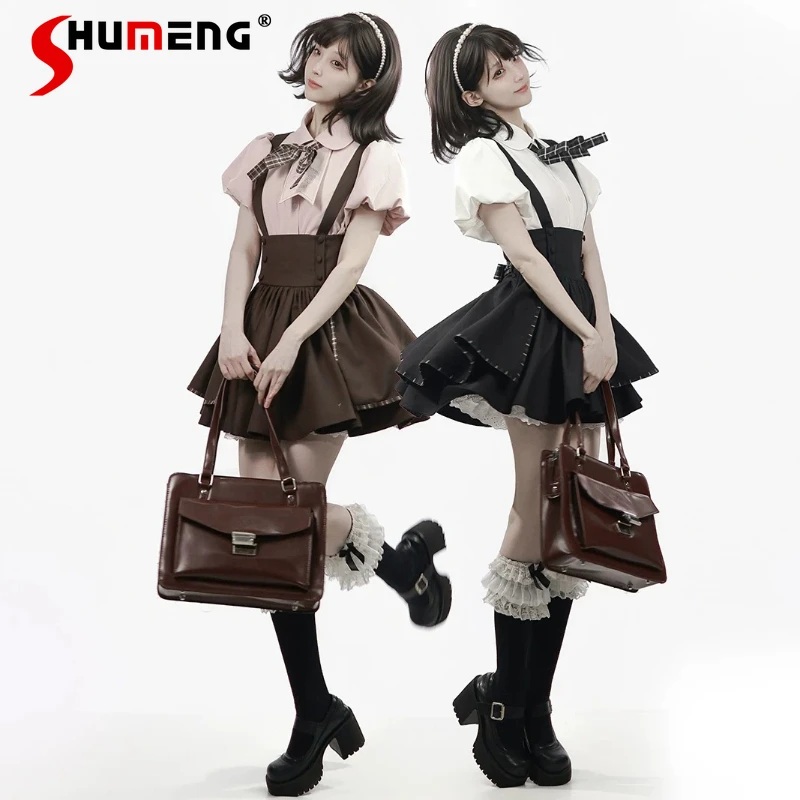 2026 Summer New Japanese Bud Sleeves Preppy Shirt Rayon Overall Skirt Embroidery Contrast Color Texture Casual Sweet Daily Wear
2026 Summer New Japanese Bud Sleeves Preppy Shirt Rayon Overall Skirt Embroidery Contrast Color Texture Casual Sweet Daily Wear