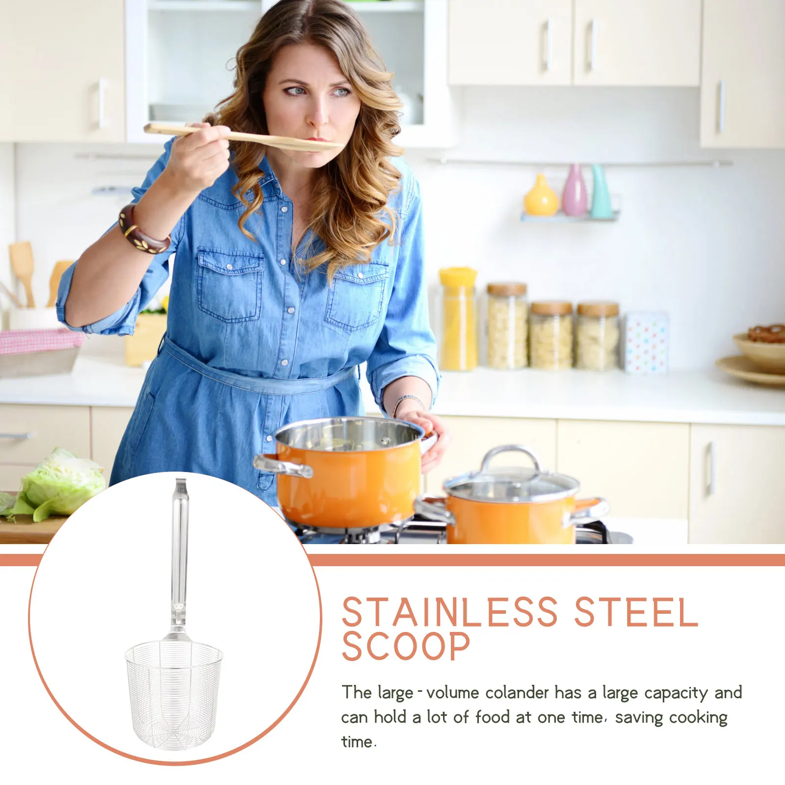 1pc Long Handle Colander Stainless Steel Large Capacity Noodle Strainer Vegetable Drainer Ergonomic Heat Resistant Practical
1pc Long Handle Colander Stainless Steel Large Capacity Noodle Strainer Vegetable Drainer Ergonomic Heat Resistant Practical