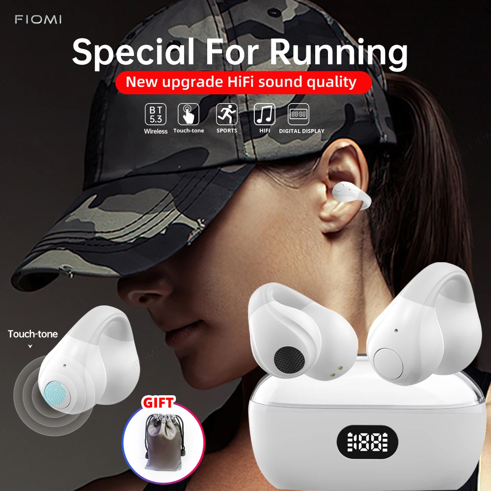 New Wireless Earphones Ear Clip Earbuds With Mic Touch Control For Sports And Running,TWS BT5.3 Ear Buds With LED Battery Displ
New Wireless Earphones Ear Clip Earbuds With Mic Touch Control For Sports And Running,TWS BT5.3 Ear Buds With LED Battery Displ