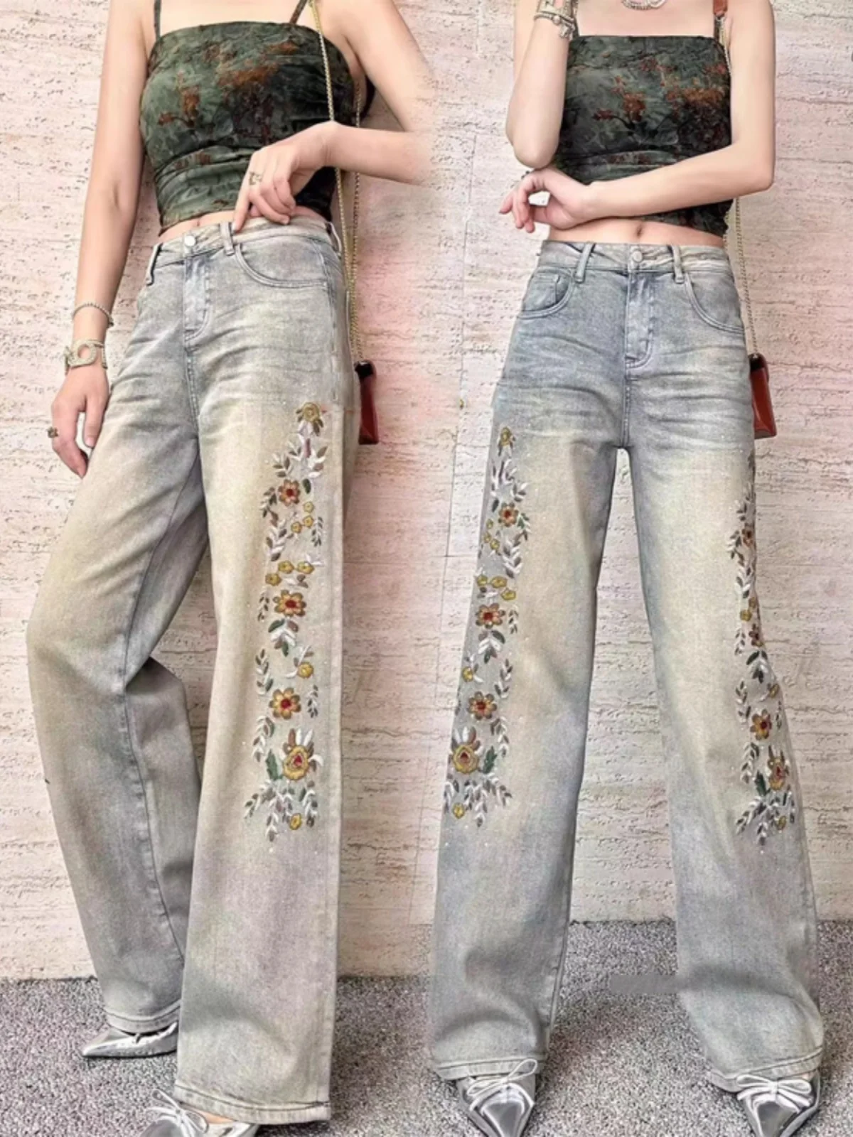 Spring New Style Heavy Embroidery Decorated Wide Leg Straight Cut Jeans Casual High Waist Cotton Stretch Denim Trousers for W...
Spring New Style Heavy Embroidery Decorated Wide Leg Straight Cut Jeans Casual High Waist Cotton Stretch Denim Trousers for W...