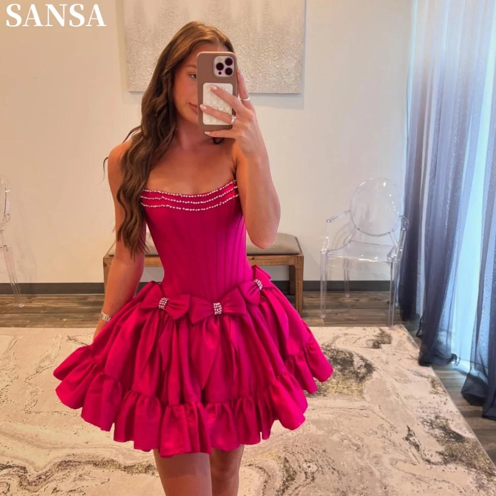 Sansa Formal A-line Draped Taffeta Prom Dress Customized Bow Mini Wedding Dresses Strapless Sleeveless Vestidos De Fiesta 2024
Sansa Formal A-line Draped Taffeta Prom Dress Customized Bow Mini Wedding Dresses Strapless Sleeveless Vestidos De Fiesta 2024