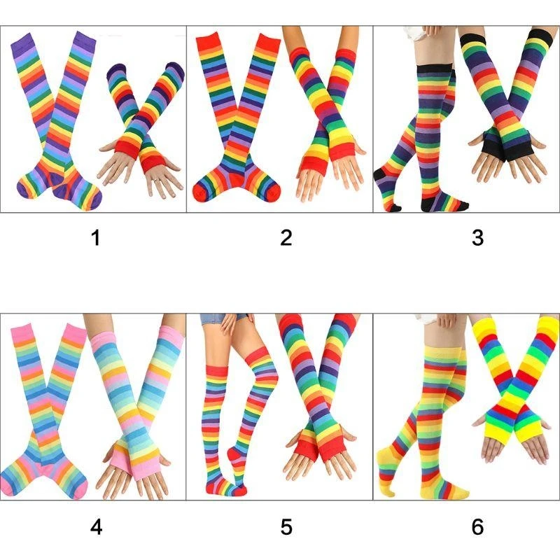 652F Colorful Rainbow Stockings Thigh Over Knee Dance Socks Striped Arm Warmer Gloves Christmas Gifts Cosplay Costume
652F Colorful Rainbow Stockings Thigh Over Knee Dance Socks Striped Arm Warmer Gloves Christmas Gifts Cosplay Costume