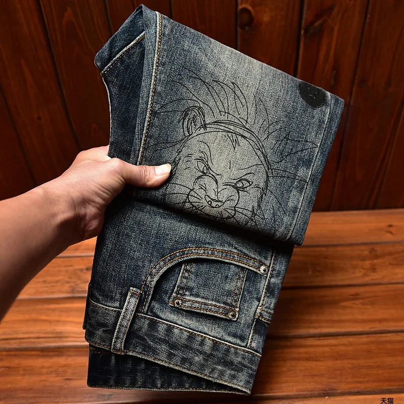 Fashion Design Printed Jeans for Men Slim Fit Small Feet Versatile Casual Trendy Men's Clothing Stretch Denim Long Pants
Fashion Design Printed Jeans for Men Slim Fit Small Feet Versatile Casual Trendy Men's Clothing Stretch Denim Long Pants