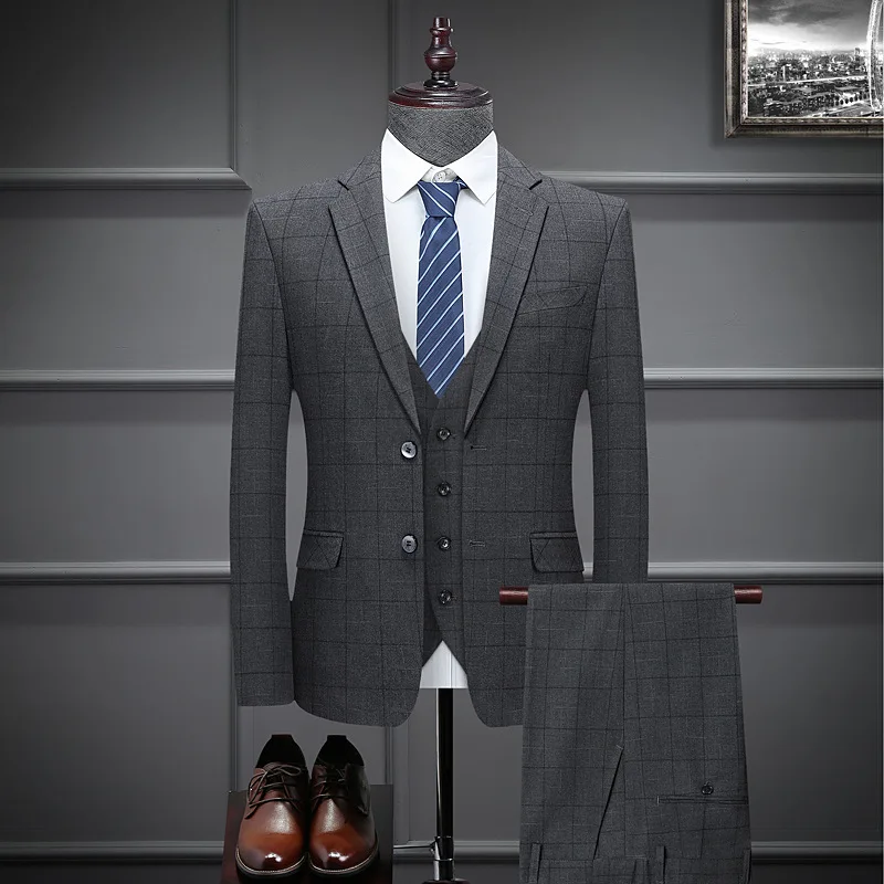 KIDWHXR Suit Outfit Man Plaid Single-breasted Slim Blazer Male V-neck Vest Straight-leg Pant Men British Style 3-piece Set
KIDWHXR Suit Outfit Man Plaid Single-breasted Slim Blazer Male V-neck Vest Straight-leg Pant Men British Style 3-piece Set