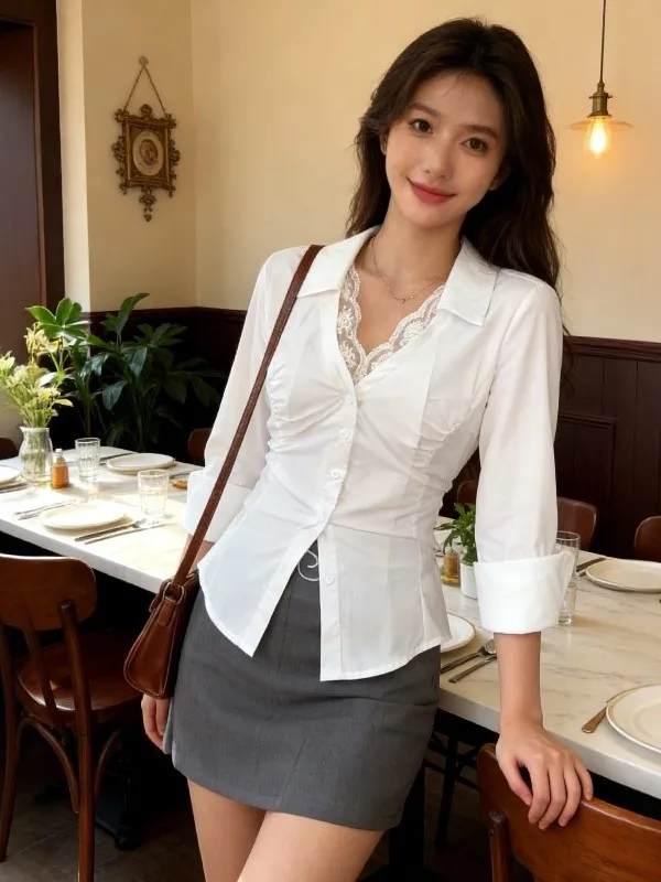 Slimming Lace Patchwork Stand Collar Shirt Women's Spring Summer New Style Waist Cinching Slimming Personality Blouse Top
Slimming Lace Patchwork Stand Collar Shirt Women's Spring Summer New Style Waist Cinching Slimming Personality Blouse Top