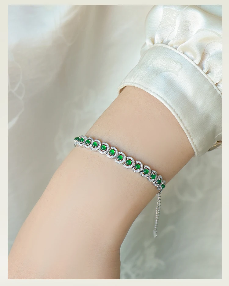 925 Sterling Silver Grade A Jade Bracelet, Icy Yang Green Cabochon Beads, Luxury Minimalist Silver Jade Chain for Women
925 Sterling Silver Grade A Jade Bracelet, Icy Yang Green Cabochon Beads, Luxury Minimalist Silver Jade Chain for Women