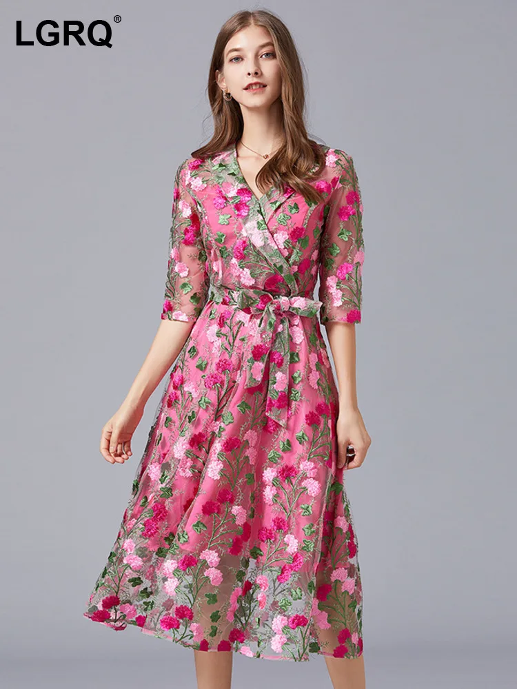 LGRQ Women's Flower Patchwork Dress Fashion Half Sleeve Embroider Lace A-line Pullover Dresses 2024 Autumn New Clothing Tide
LGRQ Women's Flower Patchwork Dress Fashion Half Sleeve Embroider Lace A-line Pullover Dresses 2024 Autumn New Clothing Tide