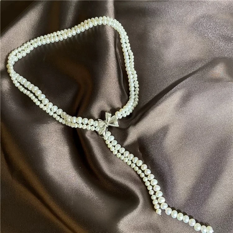 Natural Freshwater Pearl Sweater Chain Bow Double-layer Necklace 8-9mm4-5 Nearly Round Flaw Length 65cm
Natural Freshwater Pearl Sweater Chain Bow Double-layer Necklace 8-9mm4-5 Nearly Round Flaw Length 65cm