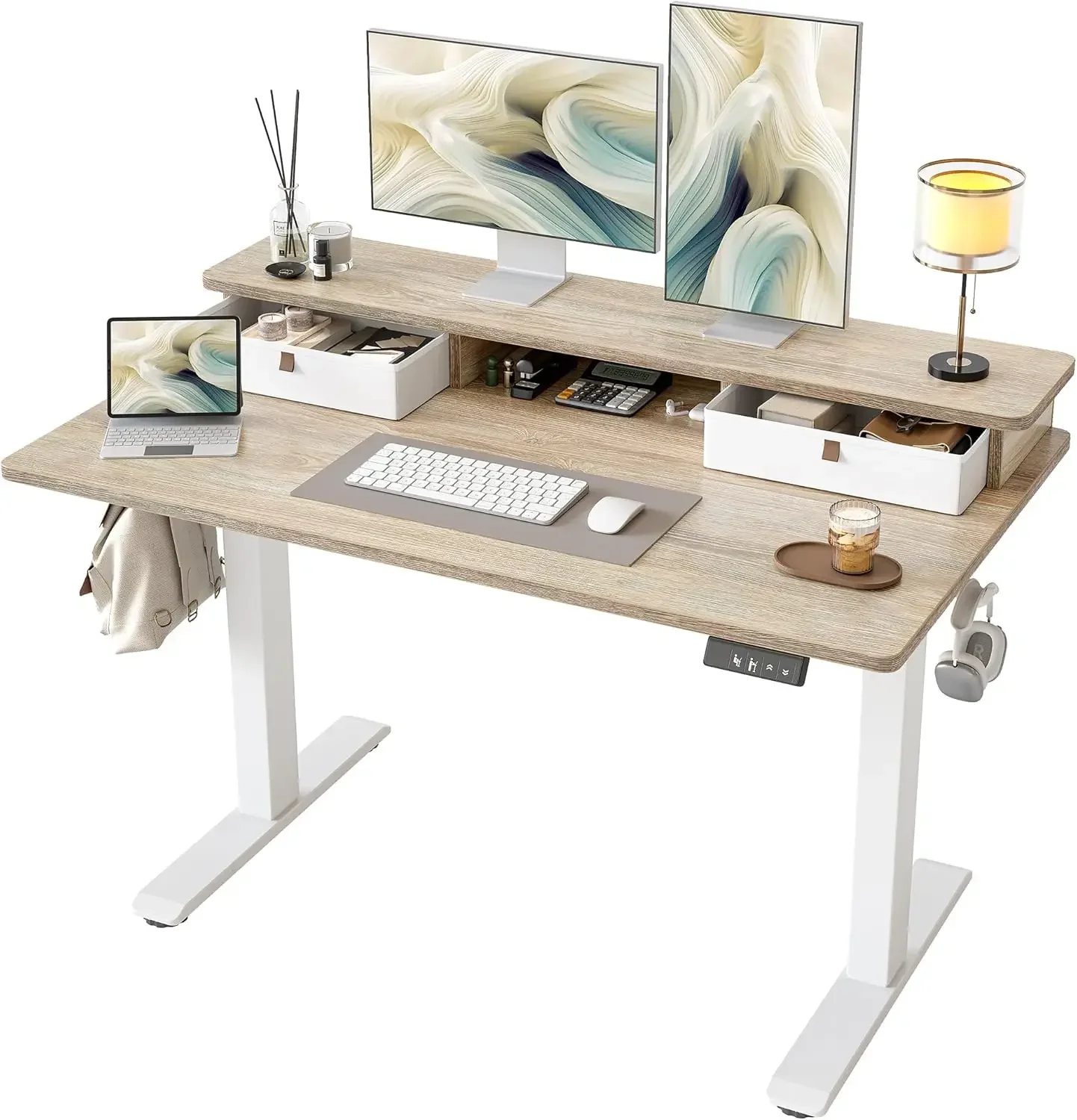 Standing Desk with Two Drawers, Stand Up Standing Desk Adjustable Height, Electric Sit Stand Table with Storage Shelf and Splice
Standing Desk with Two Drawers, Stand Up Standing Desk Adjustable Height, Electric Sit Stand Table with Storage Shelf and Splice