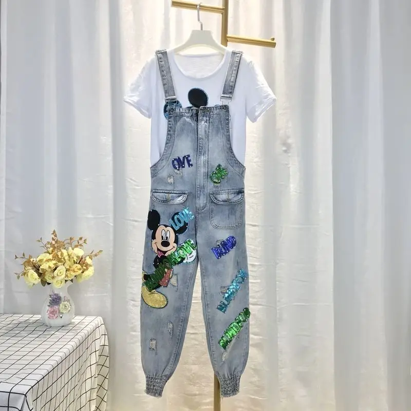 Women's jeans Women's jeans Disney Mickey Sequin Denim Overalls Women Summer New Loose Ripped Nine Points Casual Suspender Pants
Women's jeans Women's jeans Disney Mickey Sequin Denim Overalls Women Summer New Loose Ripped Nine Points Casual Suspender Pants