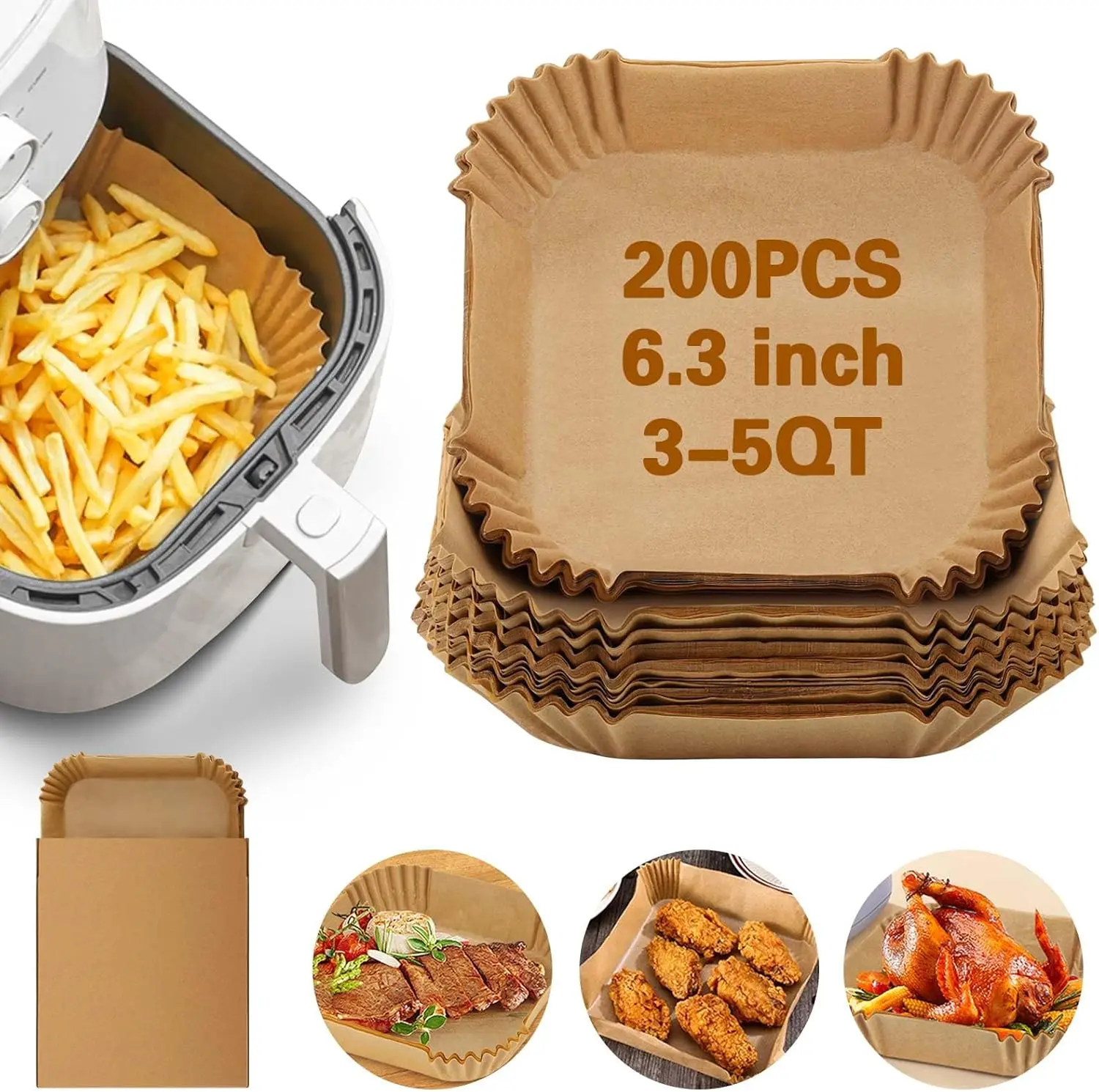 200 Pack 6 Inch Square Disposable Parchment Liners Non Stick for Air Fryer Baking Roasting Microwave
200 Pack 6 Inch Square Disposable Parchment Liners Non Stick for Air Fryer Baking Roasting Microwave