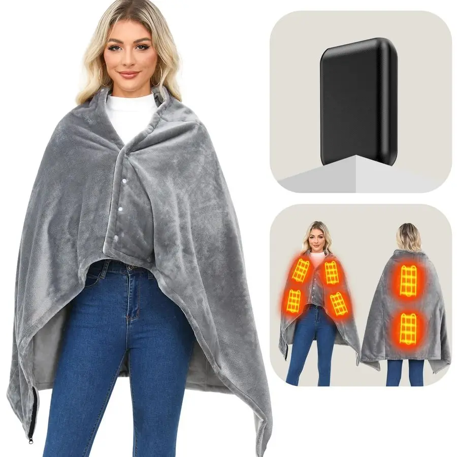 Blanket with Portable Battery6 Zone Heating Blanket 55 x 35, Rechargeable USB Wireless Heated Blanket for Camping, Washable Gray
Blanket with Portable Battery6 Zone Heating Blanket 55 x 35, Rechargeable USB Wireless Heated Blanket for Camping, Washable Gray