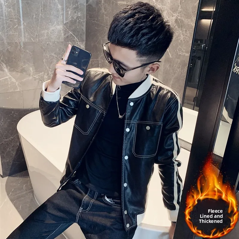 Men's Slim Fit Fce Lined Thiened Baseball Collar Jaet PU Leather irt Autumn Winter Faion Casual ort Zipper Coat
Men's Slim Fit Fce Lined Thiened Baseball Collar Jaet PU Leather irt Autumn Winter Faion Casual ort Zipper Coat