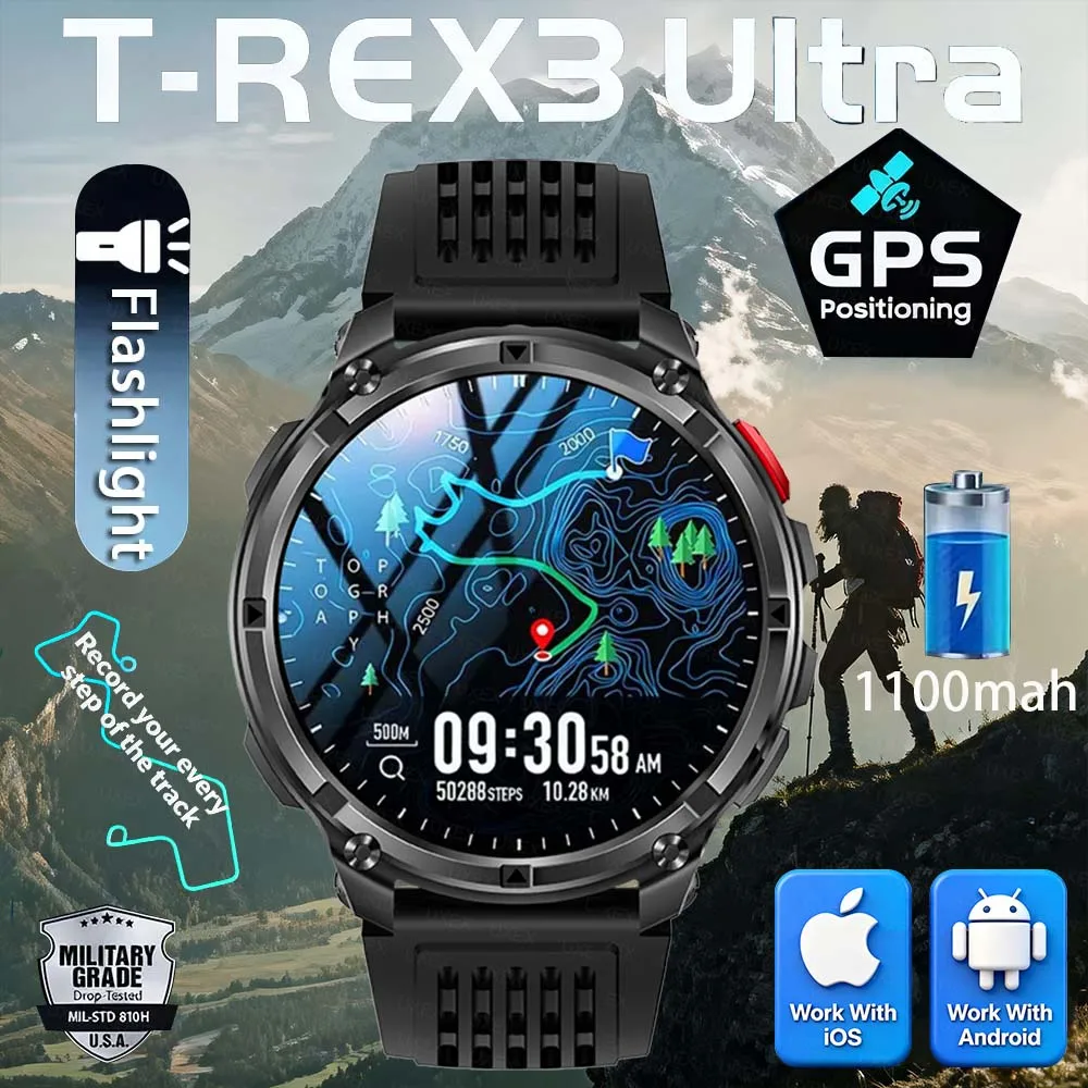New T-Rex3 Ultra 1100mAh Battery Smart Watches GPS Track Compass IP68 Waterproof Sports tracker Outdoors Smartwatches Military
New T-Rex3 Ultra 1100mAh Battery Smart Watches GPS Track Compass IP68 Waterproof Sports tracker Outdoors Smartwatches Military