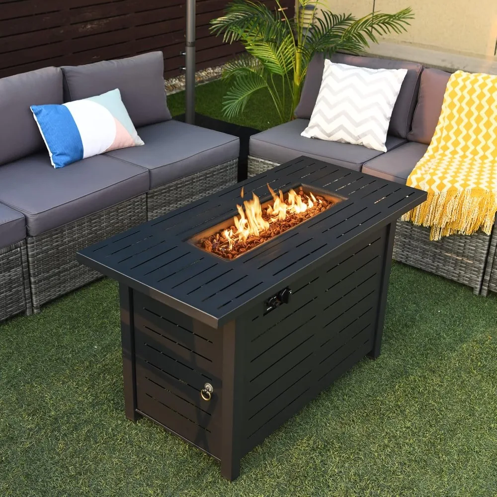 42" Rectangular Propane Gas Fire Pit Table with 60,000 BTU Outdoor Heating and Electric Ignition
42" Rectangular Propane Gas Fire Pit Table with 60,000 BTU Outdoor Heating and Electric Ignition