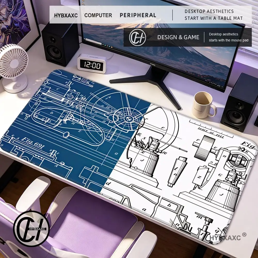 HYBXAXC Mouse Pad Gaming Accessory Mechanical Drawing HD Mousepad MousePad Natural Rubber Carpet Non-Slip TableMat Rug
