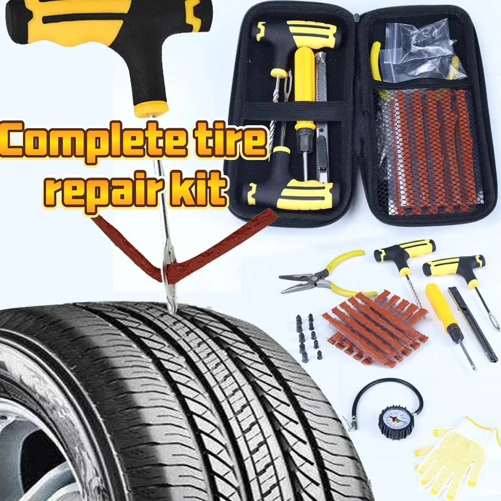Universal Emergency Tire Repair Kit With Rubber Strips Cement 5 Self Tapping Screws Portable Flat Tire Fix For Cars Trucks RVs
Universal Emergency Tire Repair Kit With Rubber Strips Cement 5 Self Tapping Screws Portable Flat Tire Fix For Cars Trucks RVs