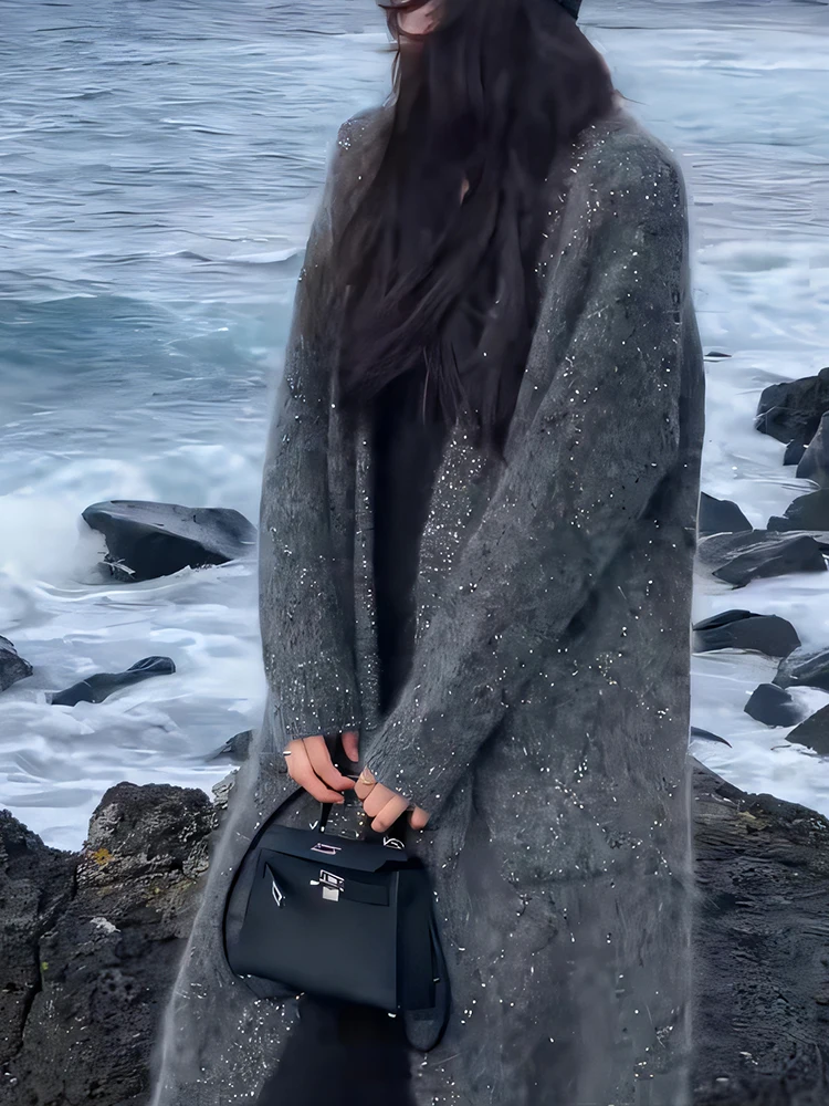 ay iny Sequin Camere Sweater Coat Women's Mid-Length Ultra-Beautiful Knitted irt Korean Sle Commute Loose Fit
ay iny Sequin Camere Sweater Coat Women's Mid-Length Ultra-Beautiful Knitted irt Korean Sle Commute Loose Fit