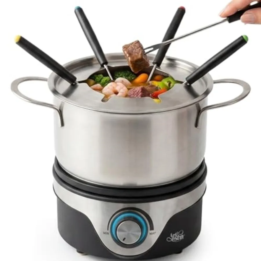Electric Fondue Pot Set for 6 Temperature Control Chocolate Cheese Fondue Maker with Stainless Steel Pot and Forks Perfect for
Electric Fondue Pot Set for 6 Temperature Control Chocolate Cheese Fondue Maker with Stainless Steel Pot and Forks Perfect for
