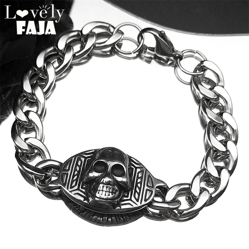 Stainless Steel Gothic Knight's Skull Bracelet for Men Silver Color Hip Hop Punk Motorcycle Biker Bangles Rock Party Jewelry
Stainless Steel Gothic Knight's Skull Bracelet for Men Silver Color Hip Hop Punk Motorcycle Biker Bangles Rock Party Jewelry