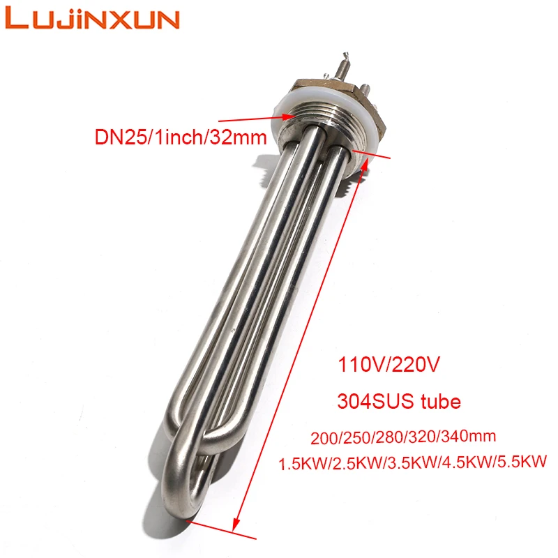Электрический погружной водонагреватель LUJINXUN DN25 32 мм с резьбой, 220 В, SUS304, для пивоварения, мощность 1.5/2.5/3.5/4.5/5.5 кВт
Электрический погружной водонагреватель LUJINXUN DN25 32 мм с резьбой, 220 В, SUS304, для пивоварения, мощность 1.5/2.5/3.5/4.5/5.5 кВт