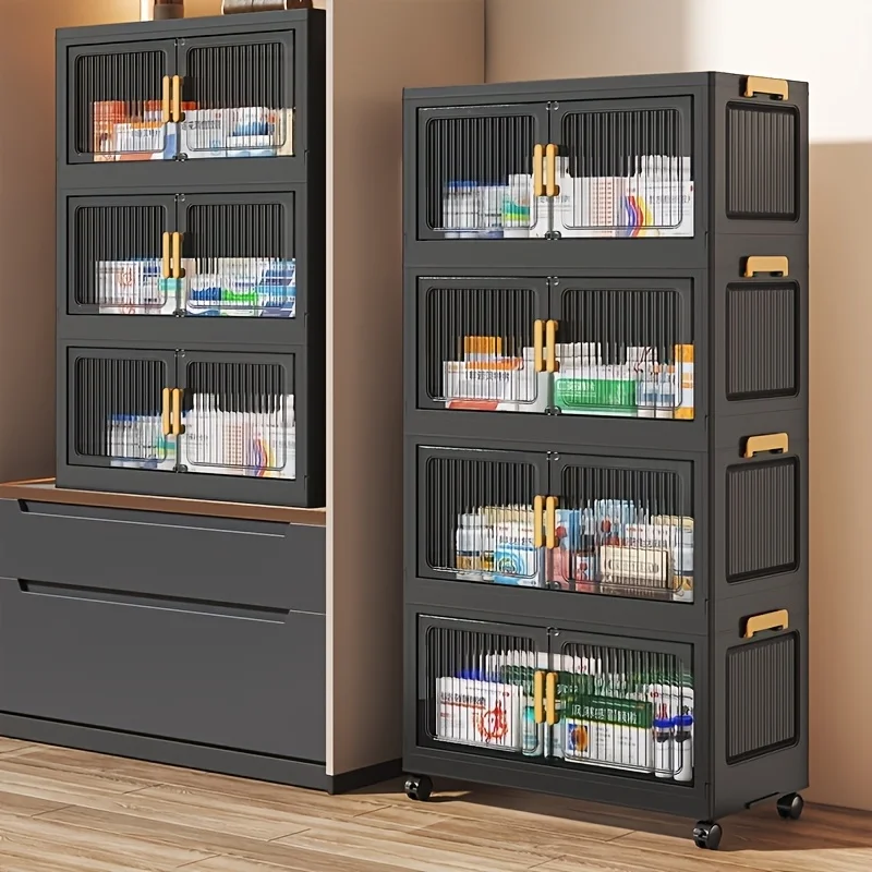 2/3/4/5-Tier Foldable Medicine Cabinets, 23.62in Width, Clear Doors & Wheels - Stackable Collapsible Storage Bins, Plastic Organizer Box for Bedroom, Bathroom, & Living Room, Space-Saving Rolling Storage Unit with Transparent Front
2/3/4/5-Tier Foldable Medicine Cabinets, 23.62in Width, Clear Doors & Wheels - Stackable Collapsible Storage Bins, Plastic Organizer Box for Bedroom, Bathroom, & Living Room, Space-Saving Rolling Storage Unit with Transparent Front