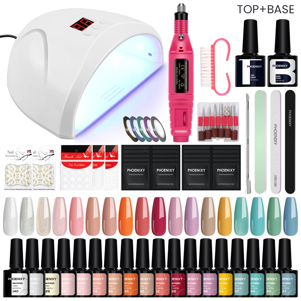 Phoenixy Gel Nail Polish Set with UV LED Nail Lamp Nail Drill Machine Semi Permanent UV Gel Varinsh Complete Nail Art Tools Kit
Phoenixy Gel Nail Polish Set with UV LED Nail Lamp Nail Drill Machine Semi Permanent UV Gel Varinsh Complete Nail Art Tools Kit