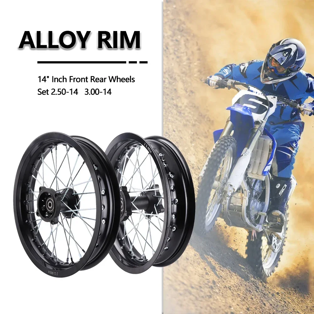 14 Inch Front Rear Wheels Set 2.50-14 3.00-14 Alloy Rim For KAYO BSE Apollo Xmotos Racing Supermoto Dirt Pit bike Off Road
14 Inch Front Rear Wheels Set 2.50-14 3.00-14 Alloy Rim For KAYO BSE Apollo Xmotos Racing Supermoto Dirt Pit bike Off Road