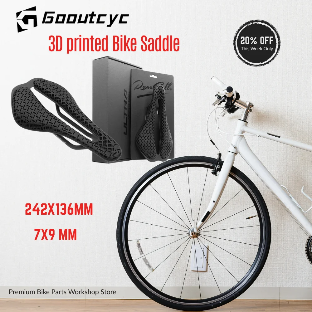 Gooutcyc Road BIKE 3D Saddle Printed Bicycle Saddle Ultralight Carbon Saddle 242*136mm 7x9mm Saddle for Road Bike MTB Seat
Gooutcyc Road BIKE 3D Saddle Printed Bicycle Saddle Ultralight Carbon Saddle 242*136mm 7x9mm Saddle for Road Bike MTB Seat