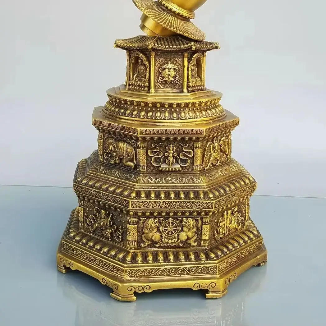 15"Tibetan Temple Collection Old Brass Elephant Pattern Shakyamuni Buddha Pagoda Prayer Tower Ornaments Worship Hall Town house
15"Tibetan Temple Collection Old Brass Elephant Pattern Shakyamuni Buddha Pagoda Prayer Tower Ornaments Worship Hall Town house