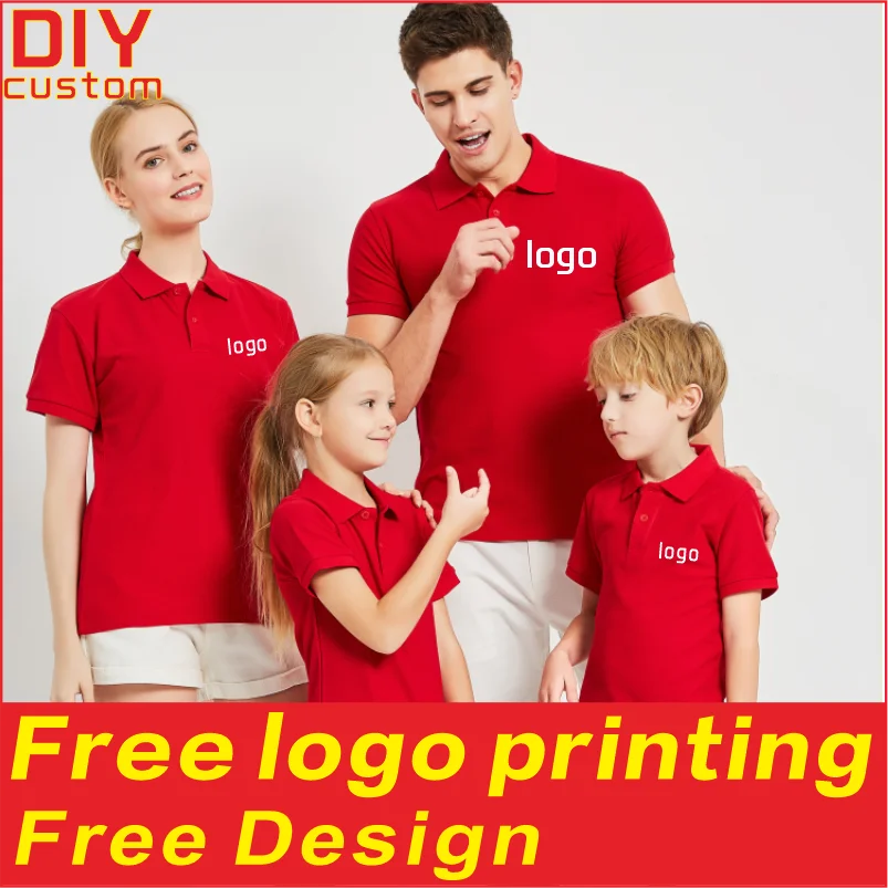 Cotton summer multi-color parent-child polo shirt T-shirt printed logo embroidery custom workwear with collar and short sleeves 
Cotton summer multi-color parent-child polo shirt T-shirt printed logo embroidery custom workwear with collar and short sleeves