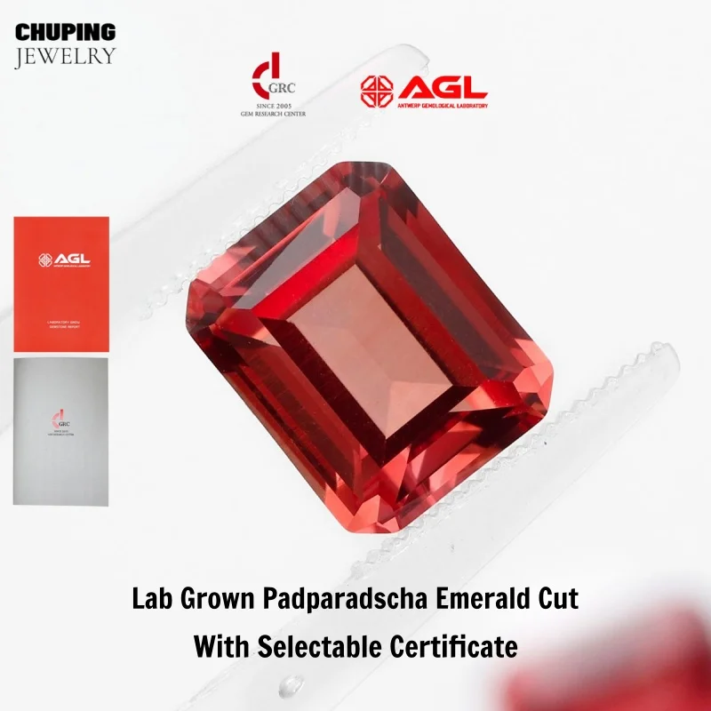Top Emerald Cut Lab Grown Padparadscha Flame Melted With AGL Certificate Loose Gemstone For Jewelry Ring Earrings Main Materials
Top Emerald Cut Lab Grown Padparadscha Flame Melted With AGL Certificate Loose Gemstone For Jewelry Ring Earrings Main Materials