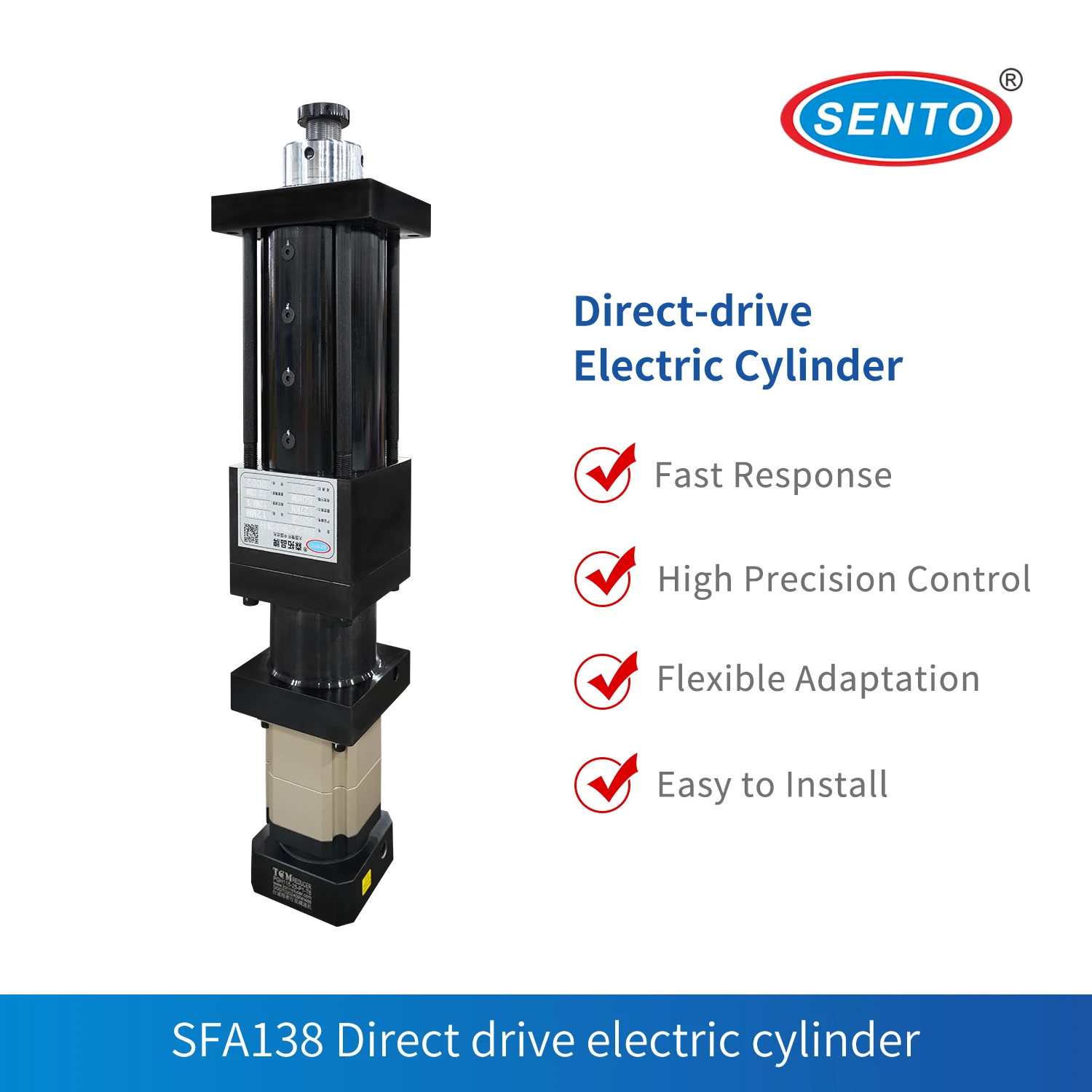 SFA138-12QF-127KN-L150 -SENTO Electromechanical Cylinder High Precision, Stable Thrust, for Automation, Press Fitting,
SFA138-12QF-127KN-L150 -SENTO Electromechanical Cylinder High Precision, Stable Thrust, for Automation, Press Fitting,